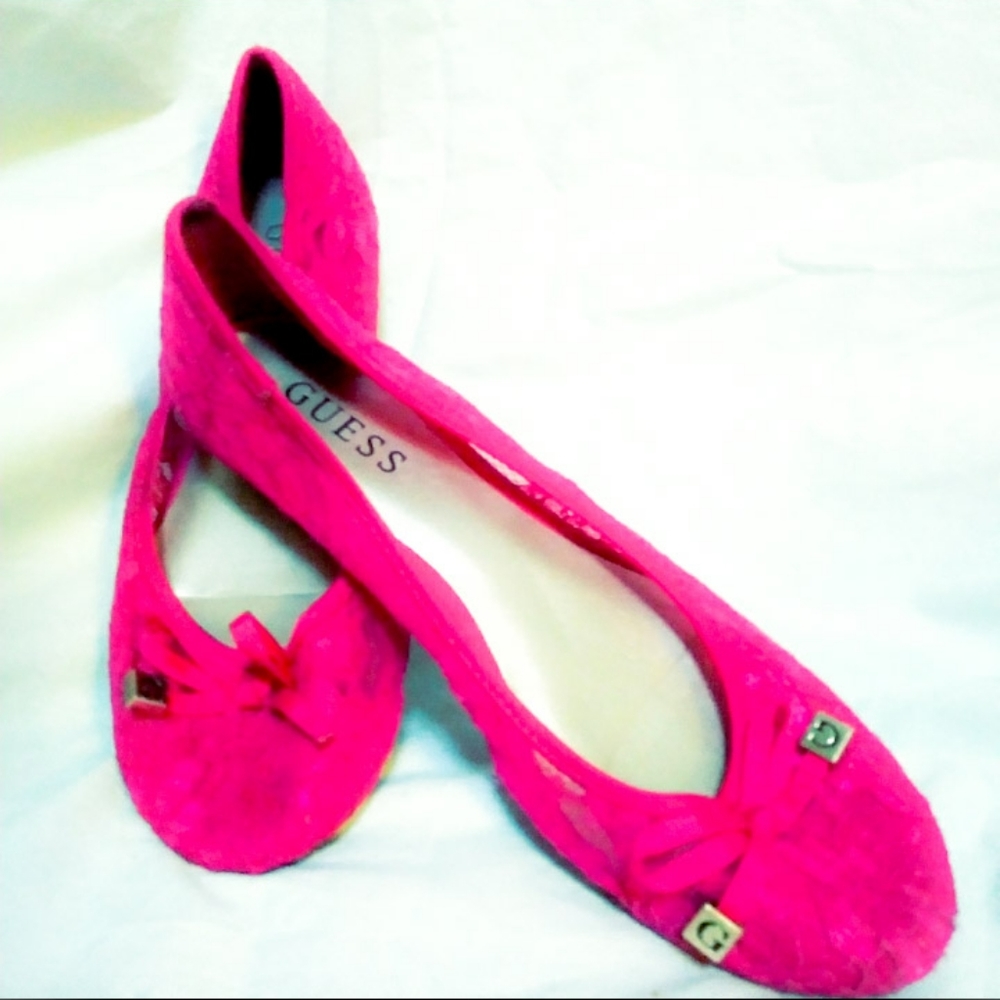 Guess hot pink lace ballet flats